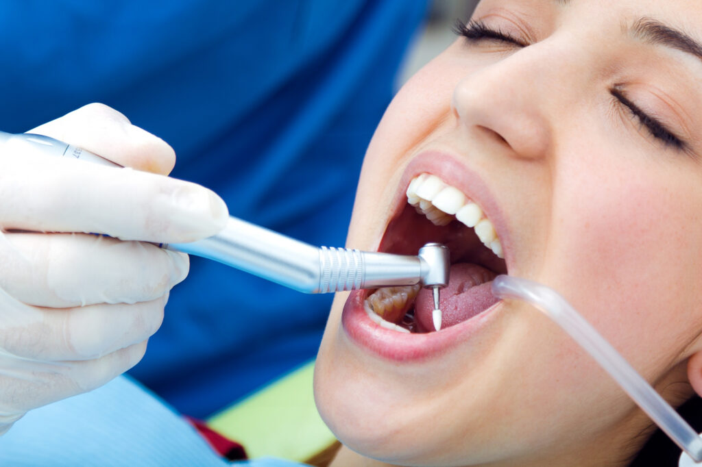 A patient undergoing dental implant procedure